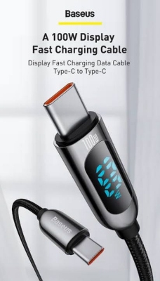 Picture of Baseus Display Fast Charging Data Cable Type-C to Type-C 100W 1m