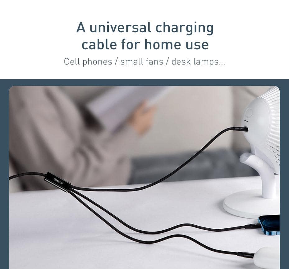 Picture of Baseus 3 In 1 USB Cable Fast Charge 3.5A Micro Type-C Cable Lightning Data Cable Quick Charge Forall phone