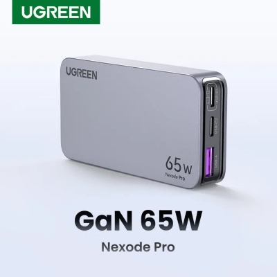 Picture of UGREEN Nexode Pro 65W USB C Charger Flat, 3-Port Ultra-Slim GaN Compact Fast PPS Wall Charger for MacBook Pro/Air, Pixelbook, iPad Pro, iPhone 15 Pro/14, Galaxy S23/Note20, Pixel 8, Steam Deck