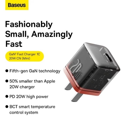 Picture of Baseus 20W GaN5 Fast Charger 1C Amber Orange for Apple Iphone 14 13 12 11 Series