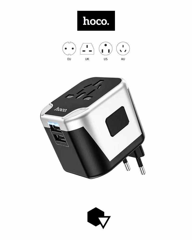 Picture of Hoco AC5 2USB+1Socket Universal Travel Adapter
