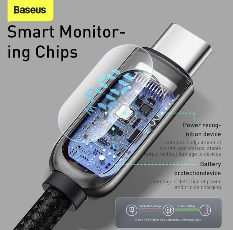 Picture of Baseus 1M 100W Smart Display Usb C To Usb C Type C Fast Charging Cable - Type C Cable