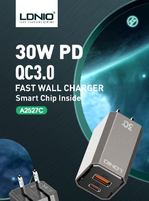 Picture of LDNIO A2527C PD QC3.0 Fast Wall Charger 30W  Black
