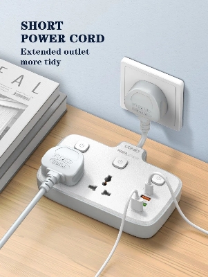 Picture of LDNIO SC2413 EU PLUG Power Strip British Standard Multifunctional Plug-In Board USB Socket British Standard Plug Panel Converter PD 20W Charging Port Qc3.0 Independent Switch Charger Adapter For 12 Pro Max 13 Pro Max 13 Mini