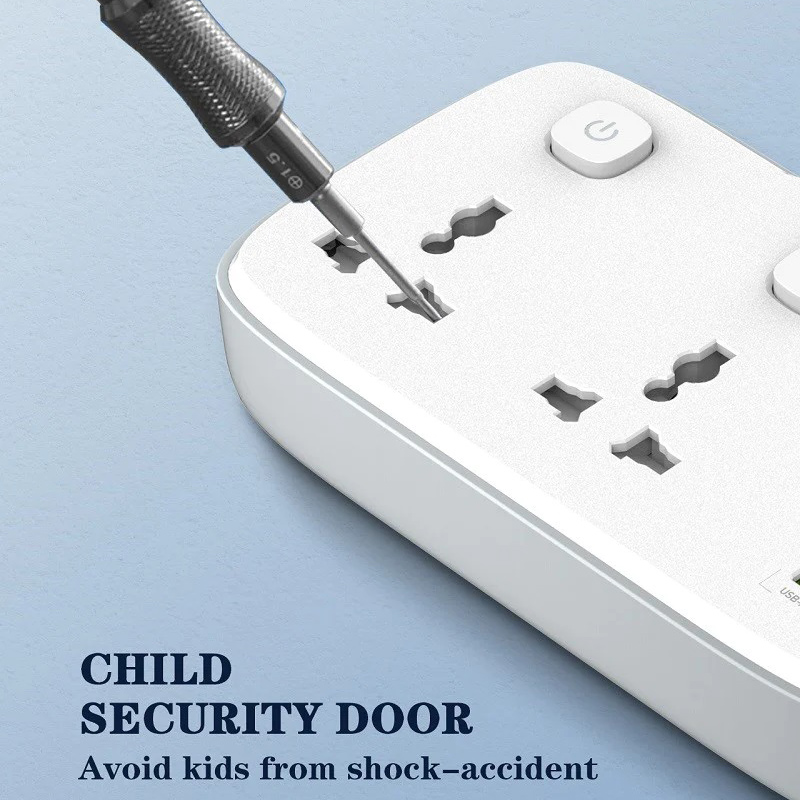 Picture of LDNIO SC2413 EU PLUG Power Strip British Standard Multifunctional Plug-In Board USB Socket British Standard Plug Panel Converter PD 20W Charging Port Qc3.0 Independent Switch Charger Adapter For 12 Pro Max 13 Pro Max 13 Mini