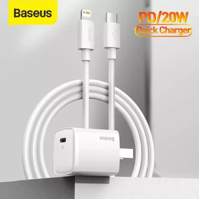 Picture of Baseus Cube PD Quick Charger 1C 20W CN Set For Apple Iphone 14 13 12 11 Series Fast Charger 1C CN Set Type-C to iP PD 20W 1m Cable
