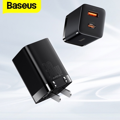 Picture of BASEUS Super Si Pro Quick Charger Type-C + USB Dual Port Charging Adapter 30W - EU Plug/Black