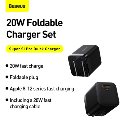 Picture of Baseus Super Si Pro Quick Charger 1C 20W CN Black (Only Adapter, Cable Not Included)