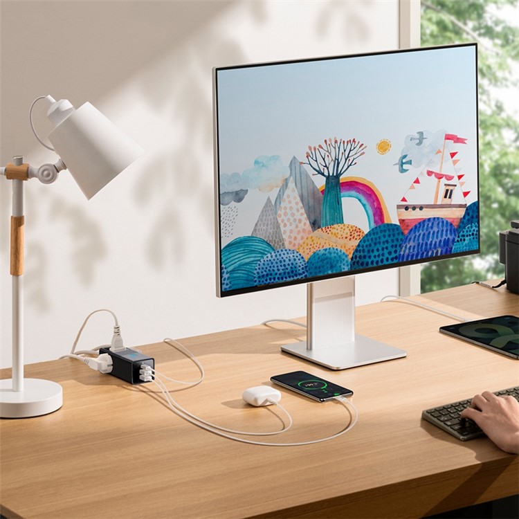 Picture of BASEUS GaN Power Combo Digital Power Strip 3AC+2USB+1 30W for Mobile Phone, Tablet, Laptop (CN Plug) - Black