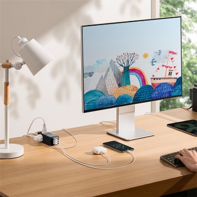 Picture of BASEUS GaN Power Combo Digital Power Strip 3AC+2USB+1 30W for Mobile Phone, Tablet, Laptop (CN Plug) - Black