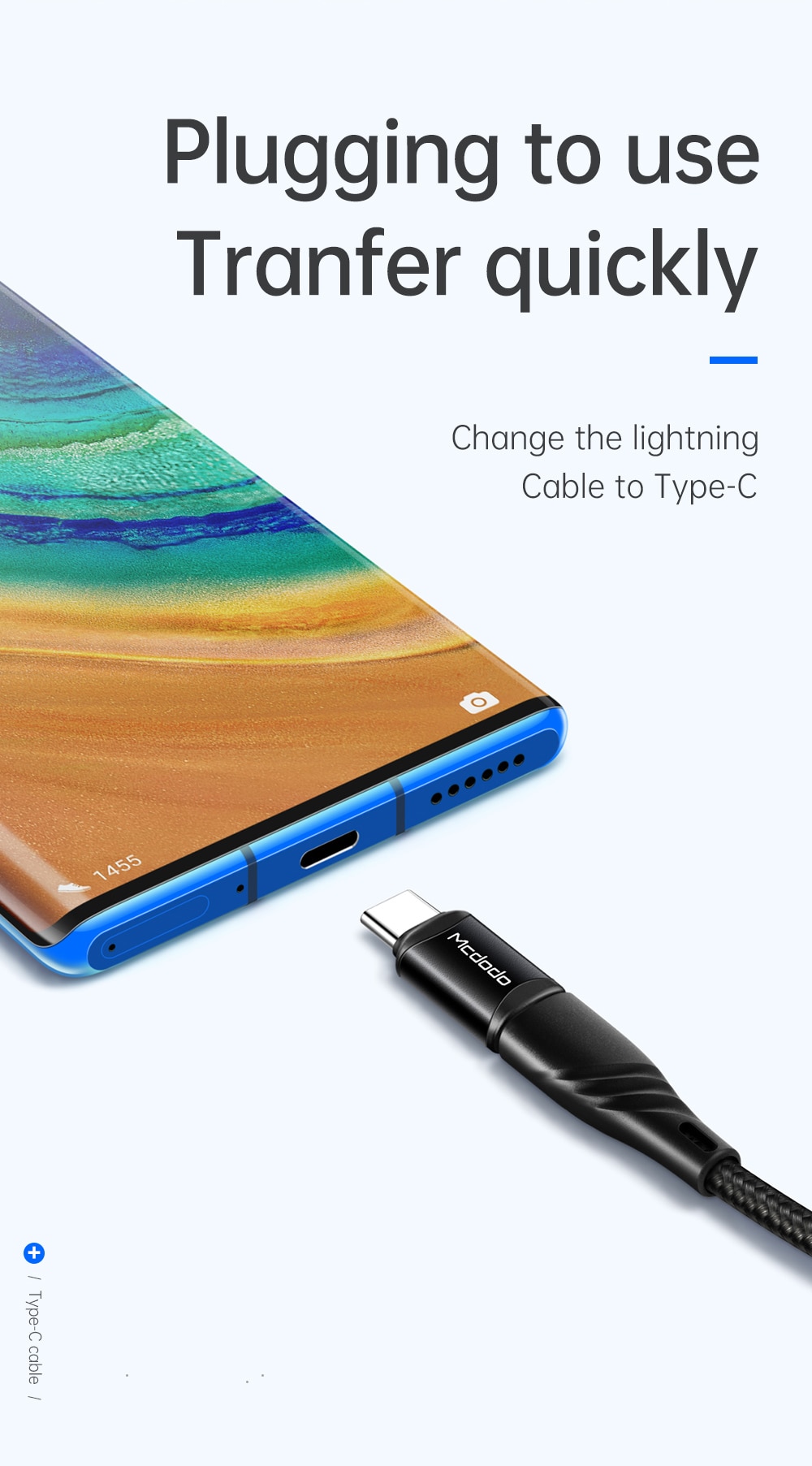 Picture of MCDODO Lightning to Type C Adapter Features