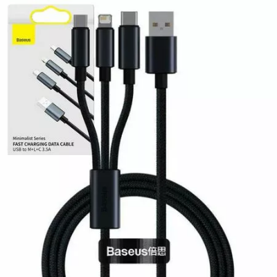 Picture of Baseus Minimalist 3 in 1 M+L+C 3.5A charging cable 1.2m for 20 Watt