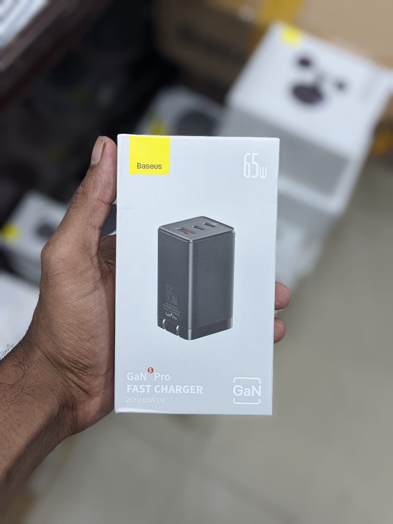 Picture of Baseus 65W GaN Charger 3 in 1 2C+U Adapter for iP 14 13 Pro Max Xmi Samsung Phones Tablets Fast Charging (100w Type-c cable included 1m)