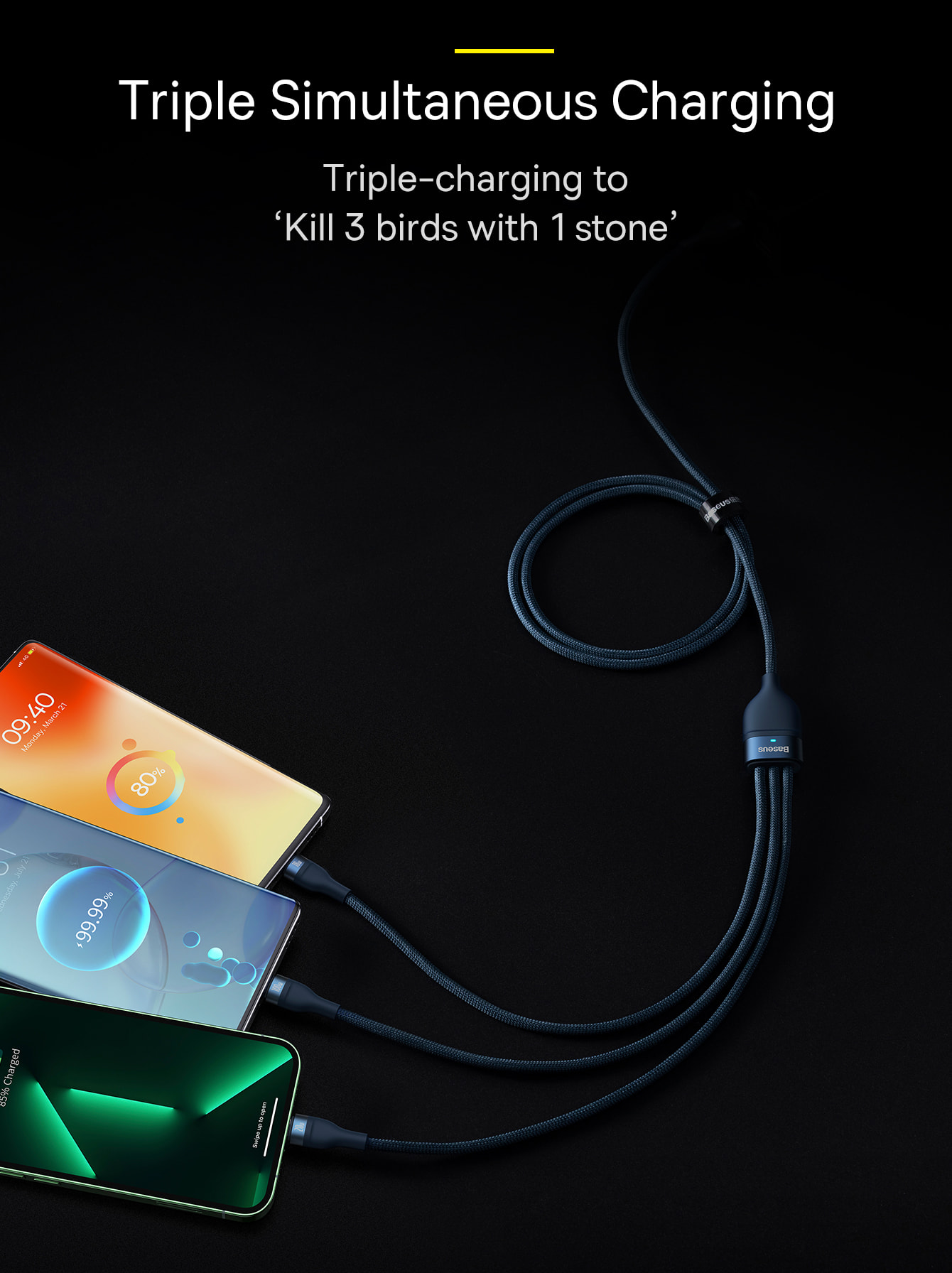 Picture of Baseus 100W 3 in 1 USB Cable