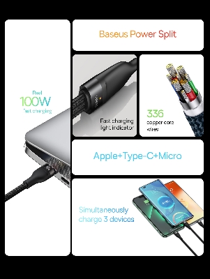 Picture of Baseus 100W 3 in 1 USB Cable