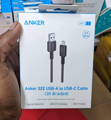 Picture of Anker 322 USB-A to USB-C Nylon Braided Charging Cable 3ft