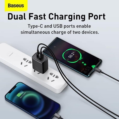 Picture of Baseus Compact Super Quick Charger Dual Port U+C 20W CN Black
