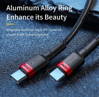 Picture of Baseus Cafule Type-C To Type-C 100W Nylon Braided Wire USB 20V 5A 2m PD 2.0 Cable black