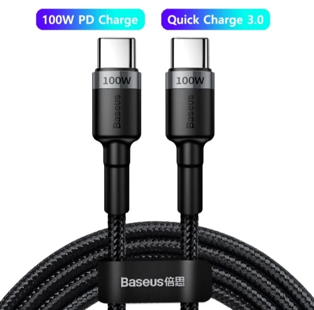 Picture of Baseus Cafule Type-C To Type-C 100W Nylon Braided Wire USB 20V 5A 2m PD 2.0 Cable black