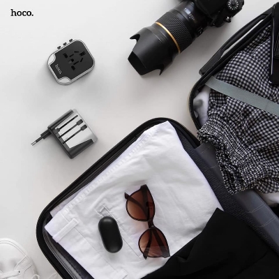 Picture of Hoco Universal Travel Plug Adapter AC5 Dual Port 12w -Black