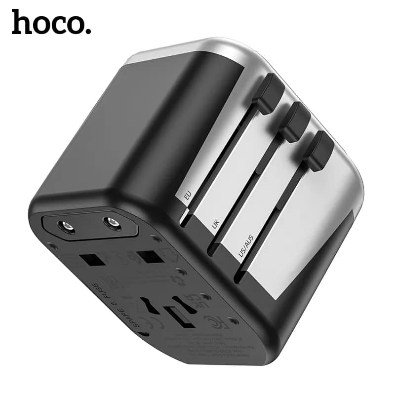 Picture of Hoco Universal Travel Plug Adapter AC5 Dual Port 12w -Black