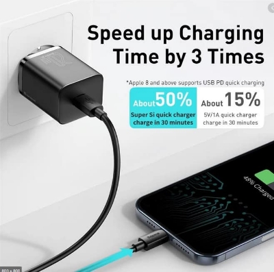 Picture of Baseus 20W Super Si Quick Charger with Type C to Lightning Cable for iPhone 11 12 13