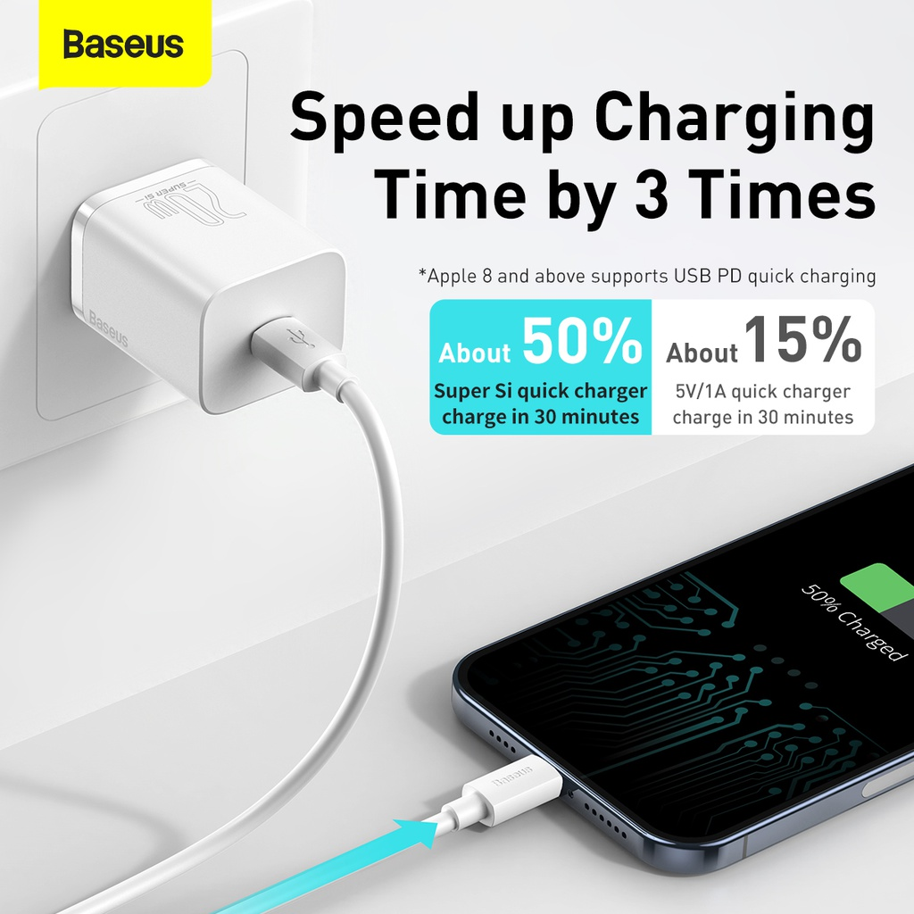Picture of Baseus  20W  Super Si Pro 1C Quick Charger white (Only Adapter, Cable Not Included)