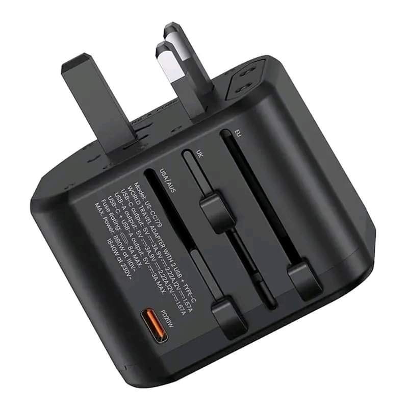 Picture of USAMS-CC179 T59 20W Dual USB +Type-C Universal Travel Charger (US/AU/UK/EU)