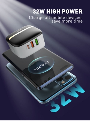 Picture of LDNIO A3513Q 32W Multiport PD 3.0 20W + QC 3.0 18W + 2.4A Auto-ID Wall Charger