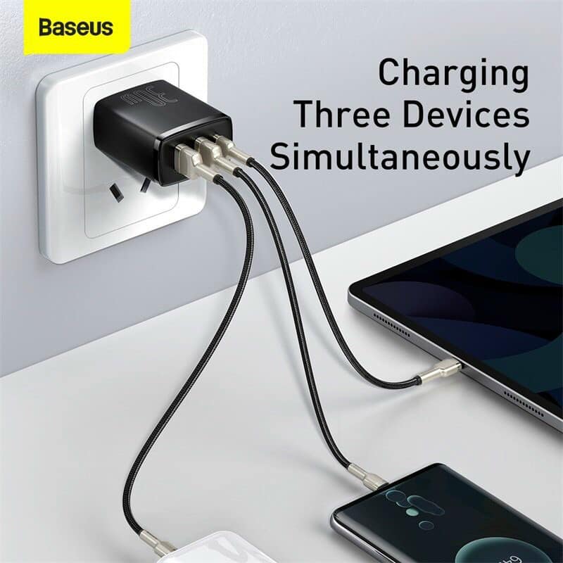 Picture of BASEUS Compact Quick Charger 2U+C 30W Type C PD Fast Charging 3 Ports USB