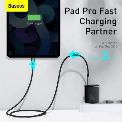 Picture of BASEUS Compact Quick Charger 2U+C 30W Type C PD Fast Charging 3 Ports USB
