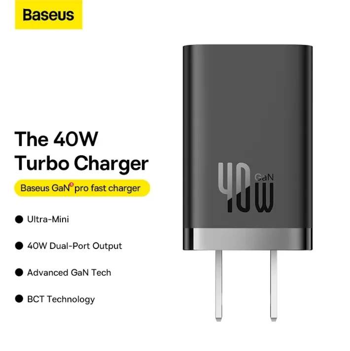 Picture of Baseus GaN5 Pro Fast Charger C+C 40W for iPhone Samsung Macbook iPad