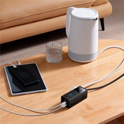 Picture of BASEUS PowerCombo Digital Power Strip 3 AC+1 USB+2 Type-C 40W with 1.5m Power Cord, CN Plug - Black