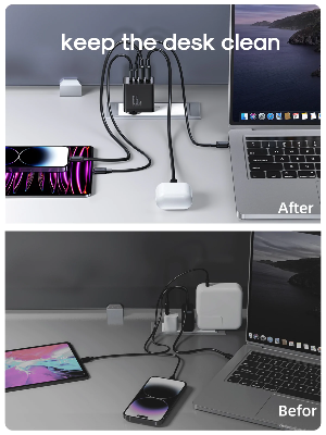 Picture of Joyroom TCG02 67W 2C2A Fast Charger+100W C to C Cable 1.2m (TCG02)- Black