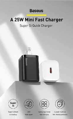 Picture of Baseus 20w Charger Super Si USB C For iPhone 12 Pro Max Support Type C PD Fast Charging Portable Phone Charger For iP 11 Pro Max