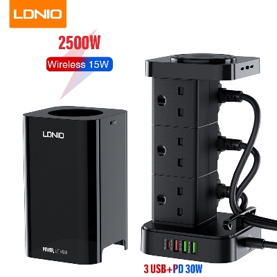 Picture of LDNIO SKW6457 15W Wireless Charging Power Socket With BS1363 6 UK Outlet 4 USB Ports Power Strip