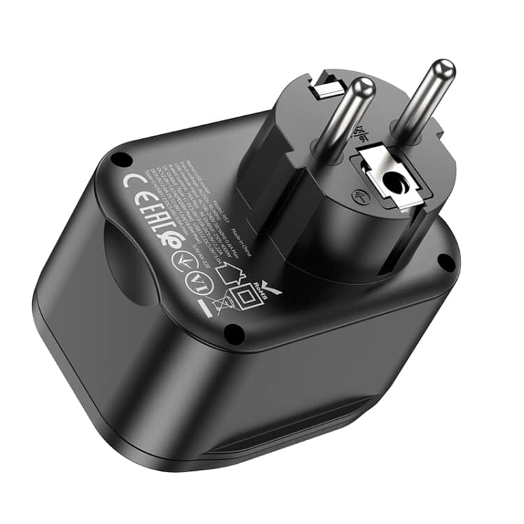 Picture of HOCO NS3 Travel Adaptor 4 in 1 Fast Charging QC 3.0 PD Charger Multifunctional Socket 1C+2A PD 20W Ports  EU Plug(Black)