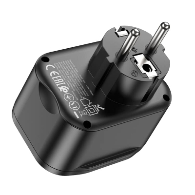 Picture of HOCO NS3 Travel Adaptor 4 in 1 Fast Charging QC 3.0 PD Charger Multifunctional Socket 1C+2A PD 20W Ports  EU Plug(Black)