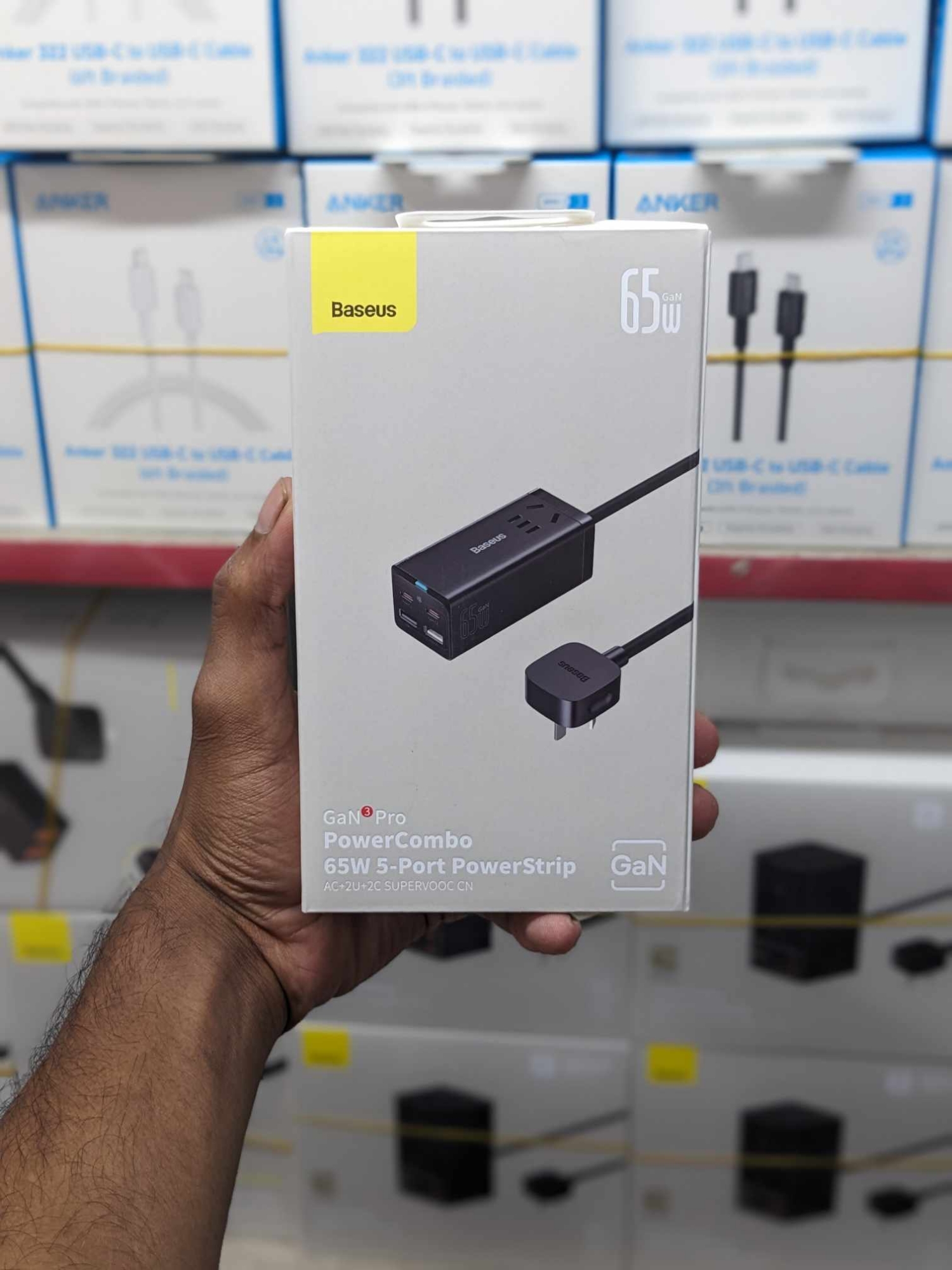 Picture of Baseus 65W GaN3 Pro Desktop Charger Power Strip US Plug Charging Station Fast Charger For ip 13 12 Xmi Samsung Laptop