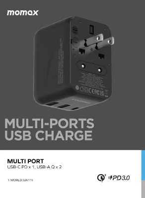 Picture of Momax 1-World 20W 3-Port+AC Travel Adapter UA11
