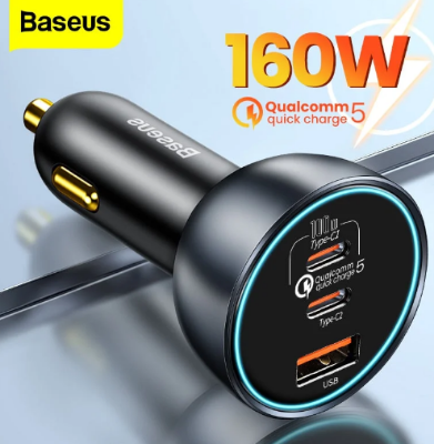Picture of Baseus 160W Car Charger Qualcomm Quick Charge 2C+U With 100w Type-C Cable