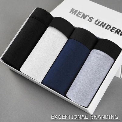 Picture of High Quality Cotton Men's Boxer Underwear Fashion Letter Belt Men's U Convex Pouch Breathable Solid Color Male Panties Shorts