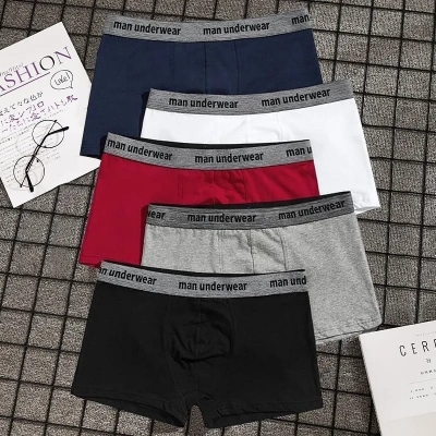 Picture of High Quality Cotton Men's Boxer Underwear Fashion Letter Belt Men's U Convex Pouch Breathable Solid Color Male Panties Shorts