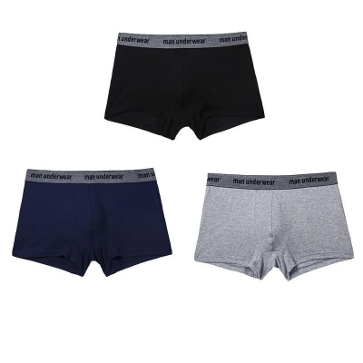Picture of High Quality Cotton Men's Boxer Underwear Fashion Letter Belt Men's U Convex Pouch Breathable Solid Color Male Panties Shorts