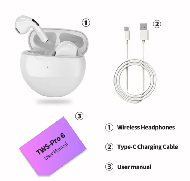 Picture of Pro6 Wireless Bluetooth Headphones Tws Earphones Mini Heaset with Charging Case Waterproof Earbuds for All Phone Huawei iPhone
