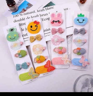 Picture of New Style Cartoon Animal Fruit Series Clip Headdress Fresh Cute Multi-Color Knitted Embroidery Hair Accessories Headdress