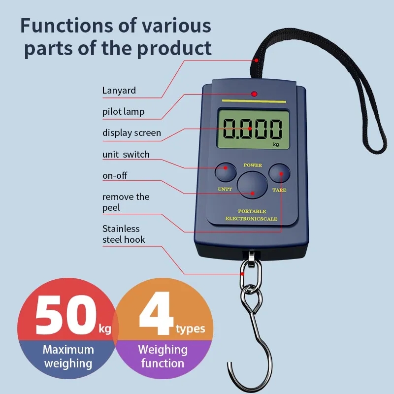 Picture of 10g-40kg Multifunctional Digital Scale Portable Electronic Scale For Fishing Luggage Weighting Hanging Weight Hook Scale Tool