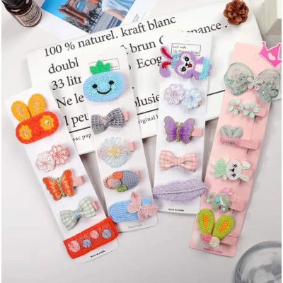 Picture of 5 pcs New suit Children's cute Hair Clip bow Cartoon animal Hair Accessories Girls not hurt hair sweet Hairpins Headdress Gifts