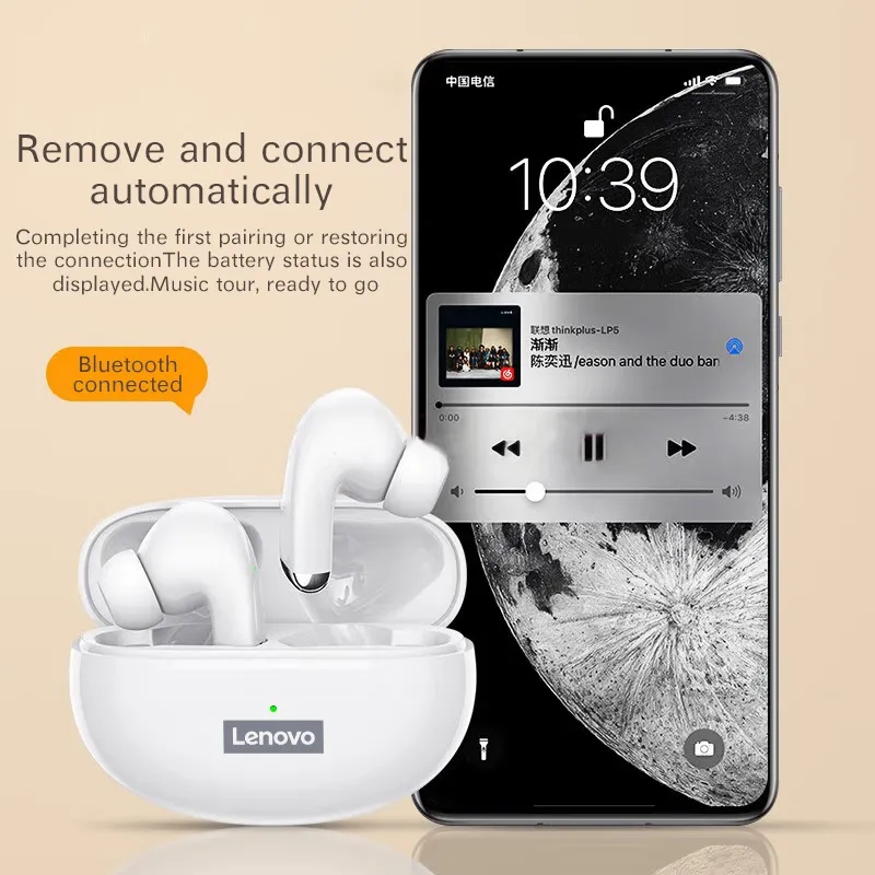 Picture of Lenovo LP5 Bluetooth Earphones Wireless Headphone Touch Control Headset Waterproof Sports In-ear Earbuds With Microphone