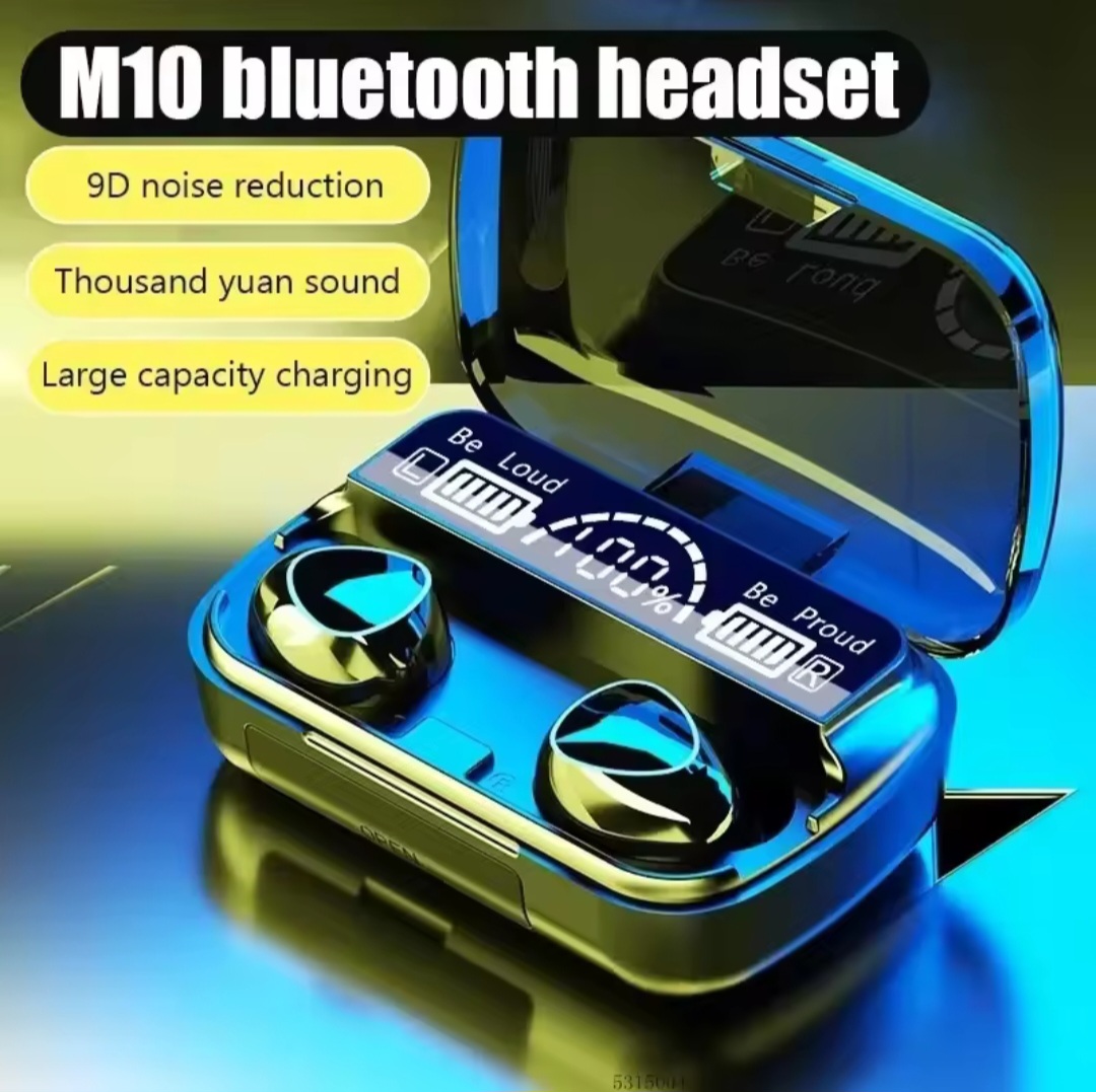 Picture of M10 TWS wireless bluetooth headset with breathing light touch control digital display panel version 5.1